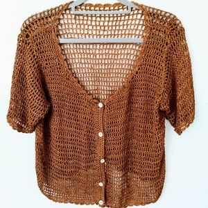 BURNT ORANGE CROCHET SWEATER MEDIUM
